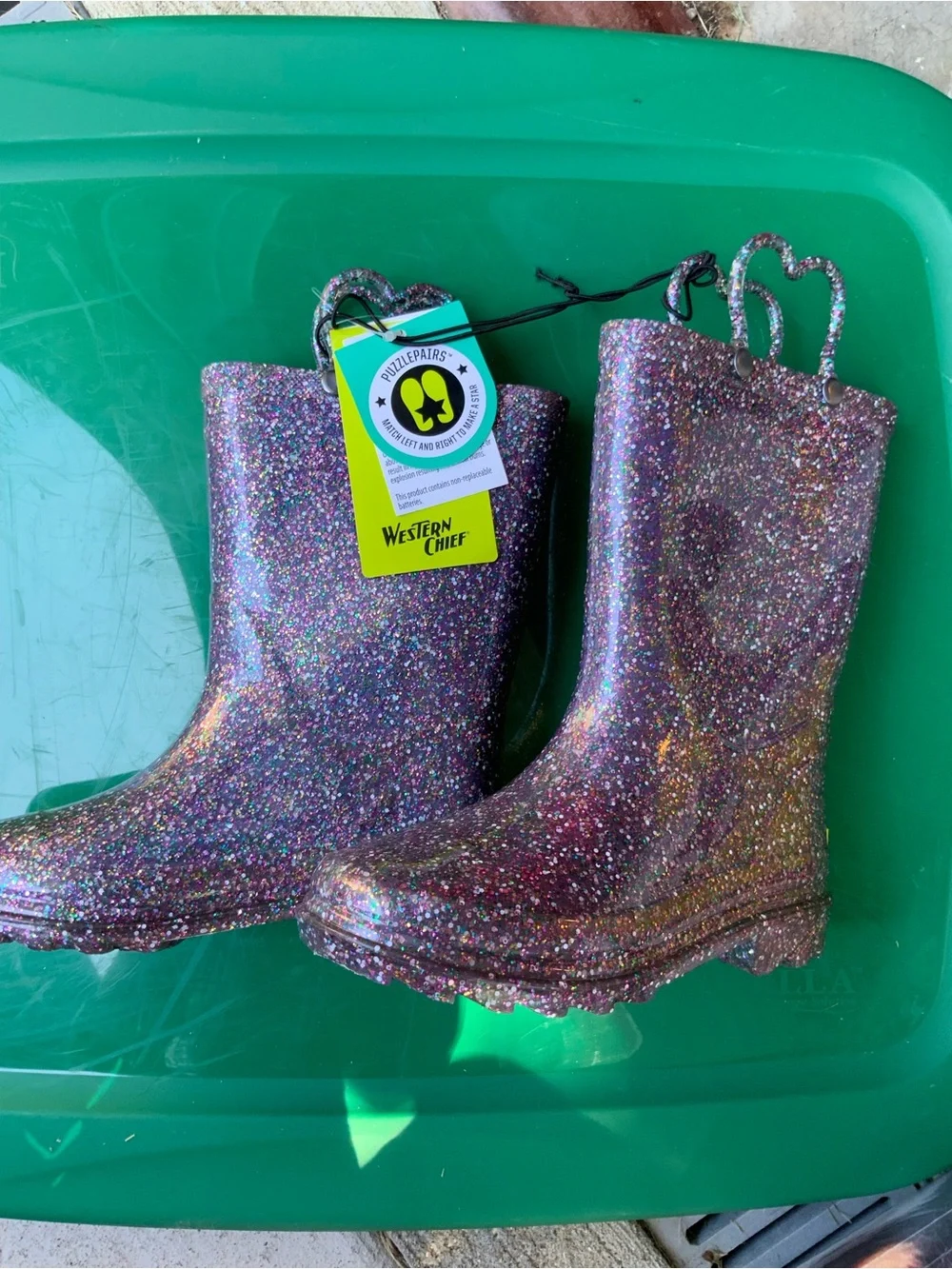 Western Chief Purple Glitter Kids Rain Boots
